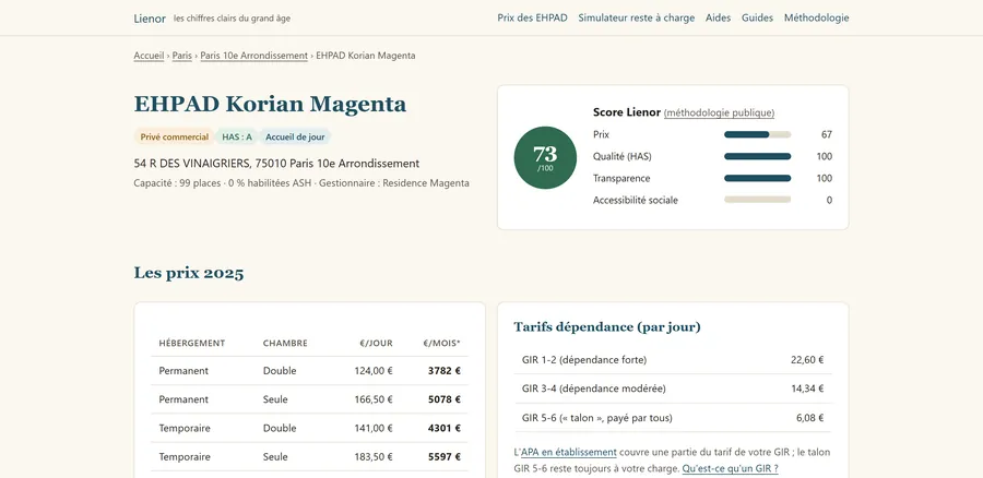 Aperçu du site LienOr